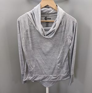 Pullover Active Cowl Neck Long Sleeve Tee, Gray, M